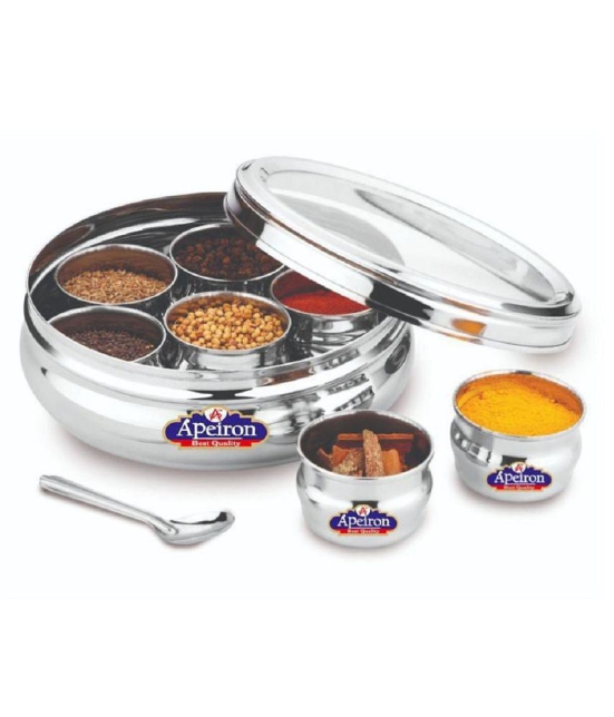 APEIRON Masala dabba belly Steel Spice Container Set of 1 1500 mL - Silver