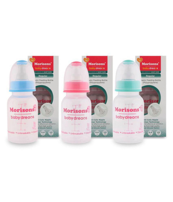 Morisons Baby Dreams - Multicolor 125 ml Feeding Bottle (Pack of 3)