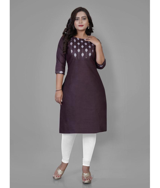 RIAANA Cotton Blend Printed Straight Womens Kurti - Purple ( Pack of 1 ) - None