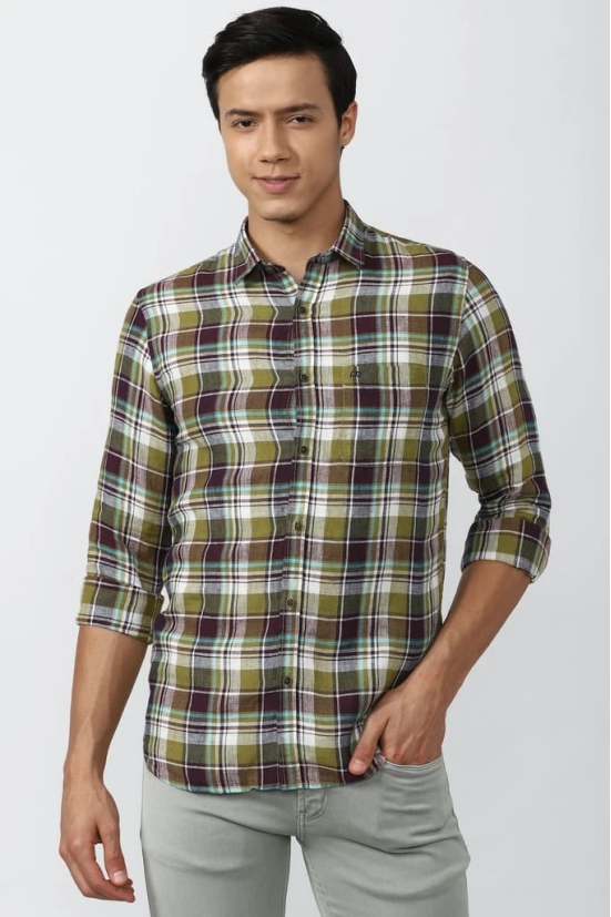 Men Multi Slim Fit Check Full Sleeves Casual Shirt