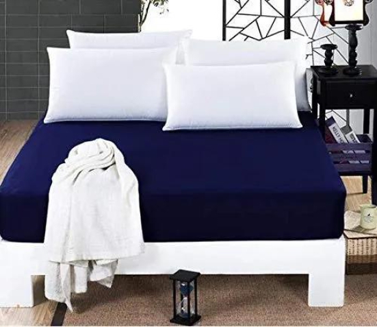 Terry Waterproof Fitted Mattress Protector (King Size)-Navy