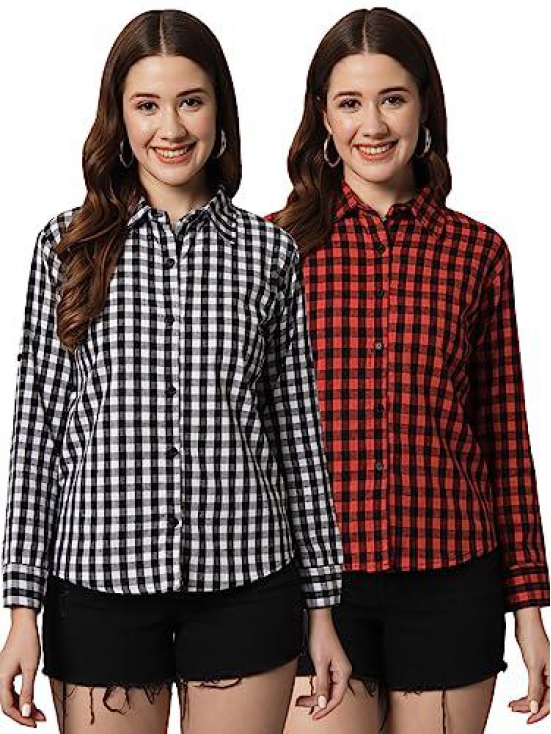 FUNDAY FASHION Women Regular Fit Checkered Spread Collar Casual Shirt (Pack of 2)