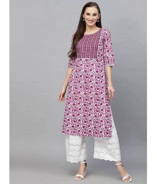 Stylum Cotton Printed Straight Womens Kurti - Purple ( Pack of 1 ) - None