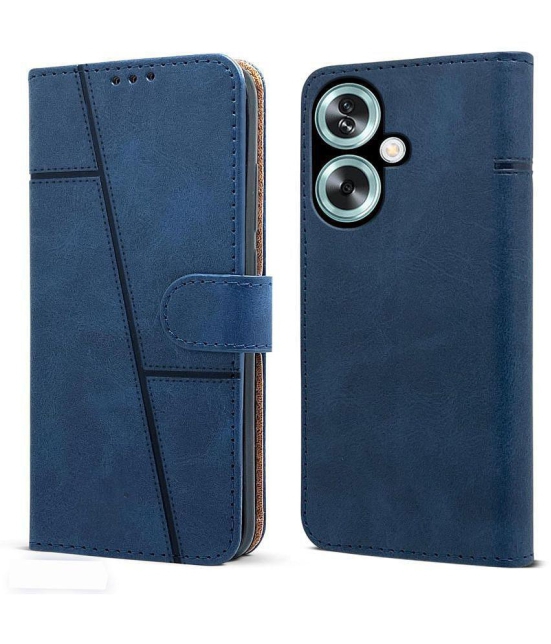 NBOX Blue Flip Cover Artificial Leather Compatible For Oppo A59 5G ( Pack of 1 ) - Blue