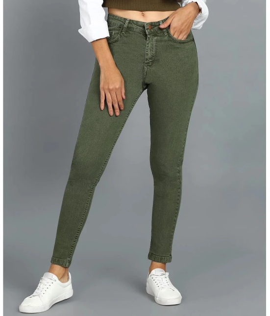 Urbano Fashion - Olive Denim Skinny Fit Womens Jeans ( Pack of 1 ) - None