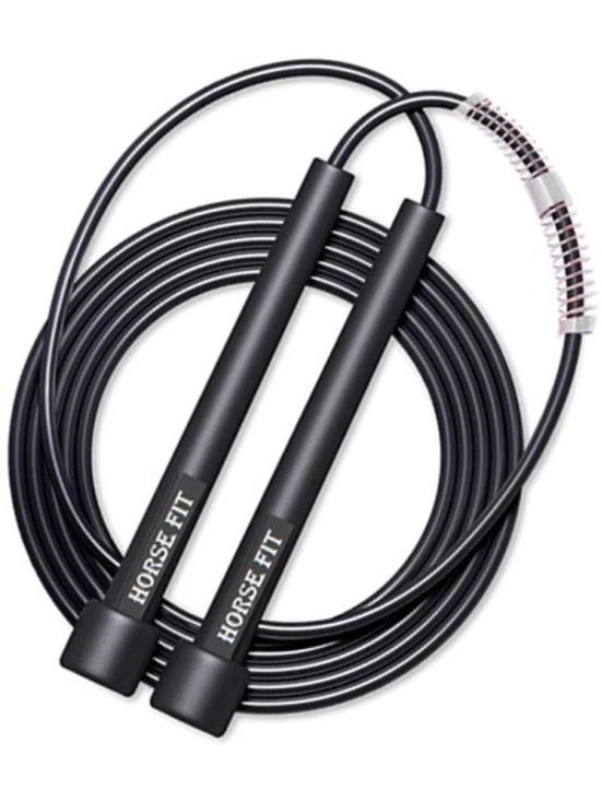 HORSE FIT Skipping Rope, Jump Skipping Rope for Men, Women, Weight Loss, Kids, Girls, Children, Adult - Best in Fitness, Sports, Exercise, Home Gym - Black