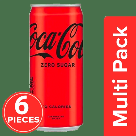 Coca Cola Zero Sugar Coke - No Calories, Refreshing, Soft Drink, 6X300 Ml (Multipack)