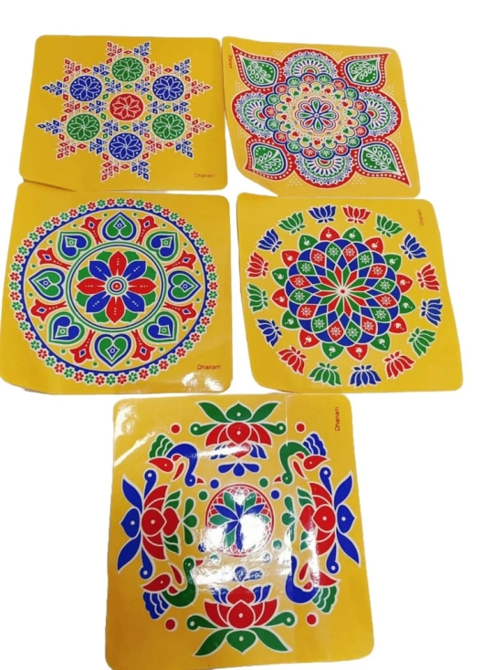 Pack of 5 Beautiful and intricate Rangoli stencils for Diwali decoration