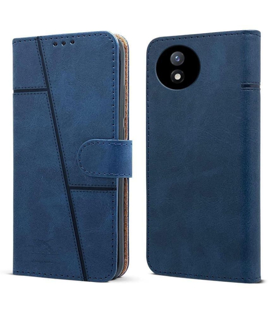 NBOX Blue Flip Cover Artificial Leather Compatible For Vivo Y02T ( Pack of 1 ) - Blue