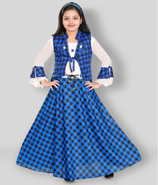 Pari Fashions - Blue Cotton Blend Girl's Gown ( Pack of 1 ) - None