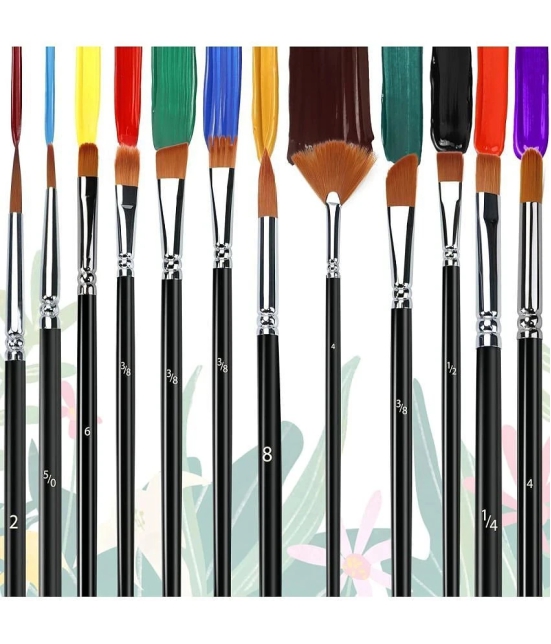 Eclet Craft Painting Brushes Set of 12 Professional Round Pointed Tip Nylon Hair Artist Acrylic Paint Brush for Acrylic/Watercolor/Oil Painting(B)