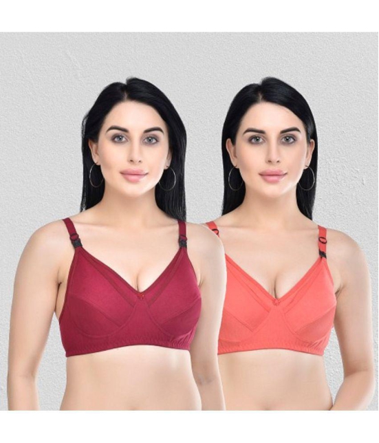 Zourt - Multicolor Cotton Non Padded Women's Everyday Bra ( Pack of 2 ) - None