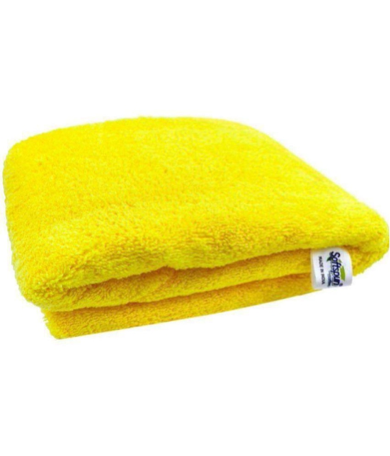 SOFTSPUN - Microfibre Yellow Solid Bath Towel ( 70x140 ) cm 375 -GSM ( Pack of 1 ) - Yellow