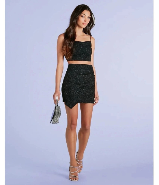 Addyvero Black Embellished Skirt Top Set - None