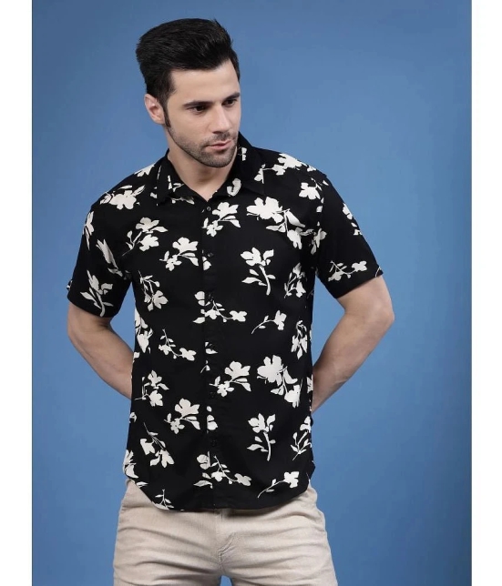 Rigo Rayon Slim Fit Printed Half Sleeves Mens Casual Shirt - Black ( Pack of 1 ) - None