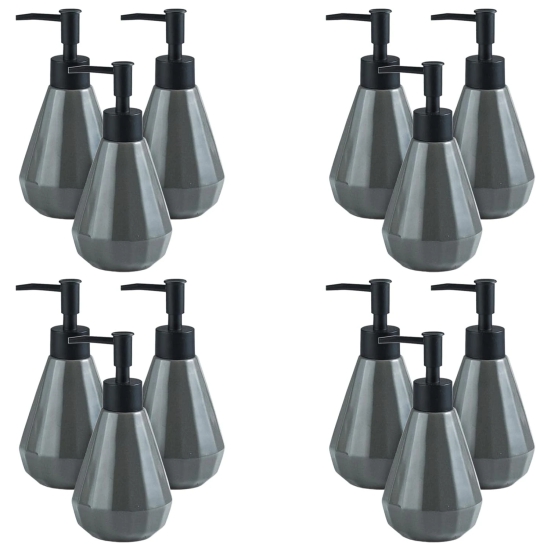 Kuber Industries 12-Piece Liquid Soap Dispenser Set, 250ml each, Gray. Pack of 4 for handwash, shampoo, and bathroom use.-Kuber Industries Soap Dispenser, 12 Piece Pack of 4, 250 ml, Gray.