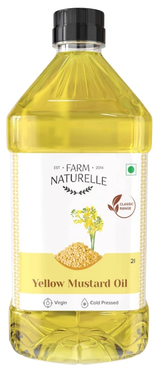 Farm Naturelle 100% Pure Natural Virgin Cold Pressed Yellow Mustard Seed Cooking Oil. (2 LTR)