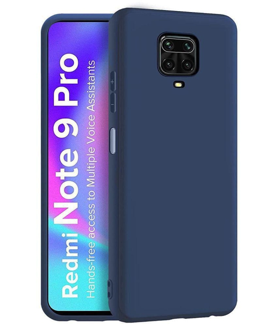 Case Vault Covers - Blue Silicon Plain Cases Compatible For Xiaomi Poco M2 Pro ( Pack of 1 ) - Blue