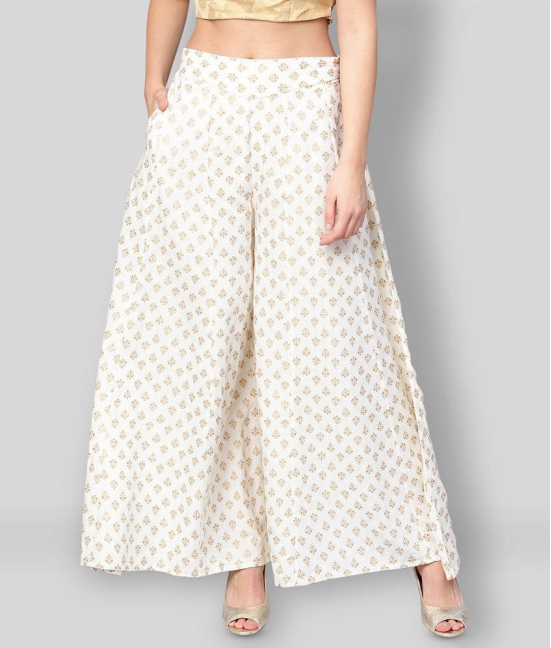 Juniper - Off White Rayon Flared Women's Palazzos ( Pack of 1 ) - None