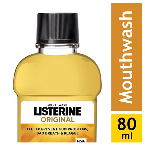 Listerine Mouthwash Liquid - Original, Removes 99.9% Germs, 80 Ml