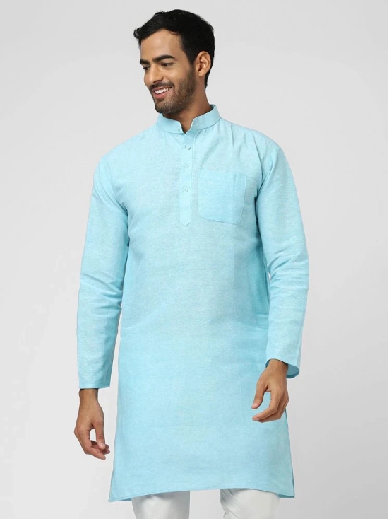 DESHBANDHU DBK - Turquoise Cotton Blend Mens Regular Kurta ( Pack of 1 ) - None