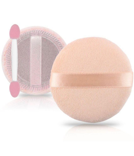 Majestique 2Pcs Flat Powder Puff with Grip, Makeup Sponge with Stick (Multicolor)