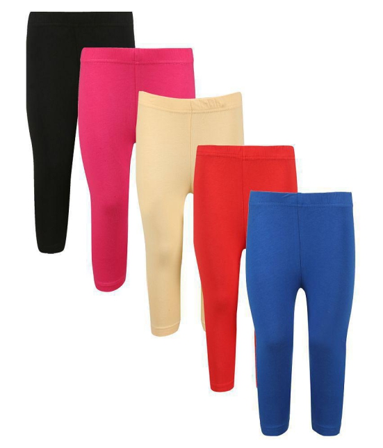 GREENWICH BLACK,FUCHSIA,BEIGE,RED and BLUE GIRLS CAPRI LEGGINGS - PACK OF 5 - None