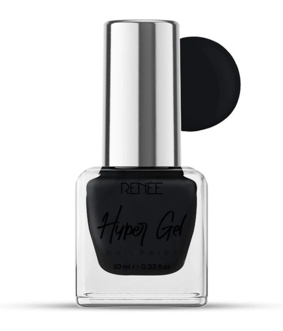 RENEE Hyper Gel Nail Paint- Onyx Black, Quick Drying, Glossy Finish, 10ml