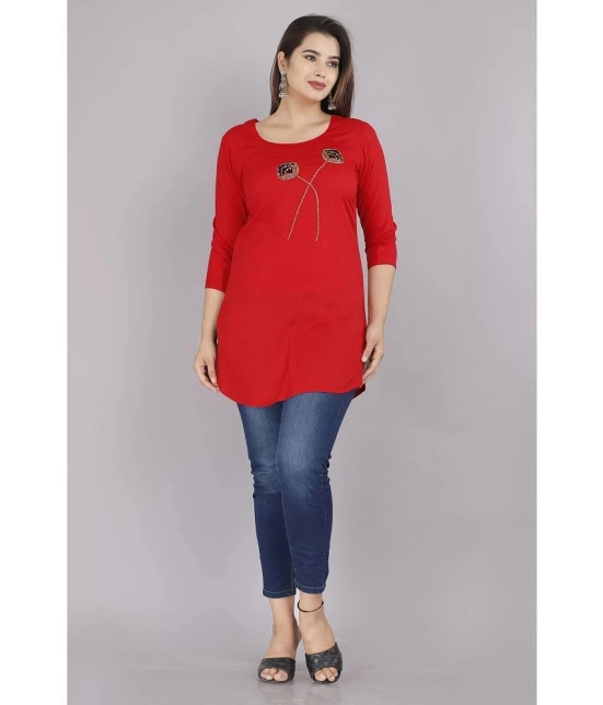 JC4U - Red Rayon Womens Straight Kurti ( Pack of 1 ) - None