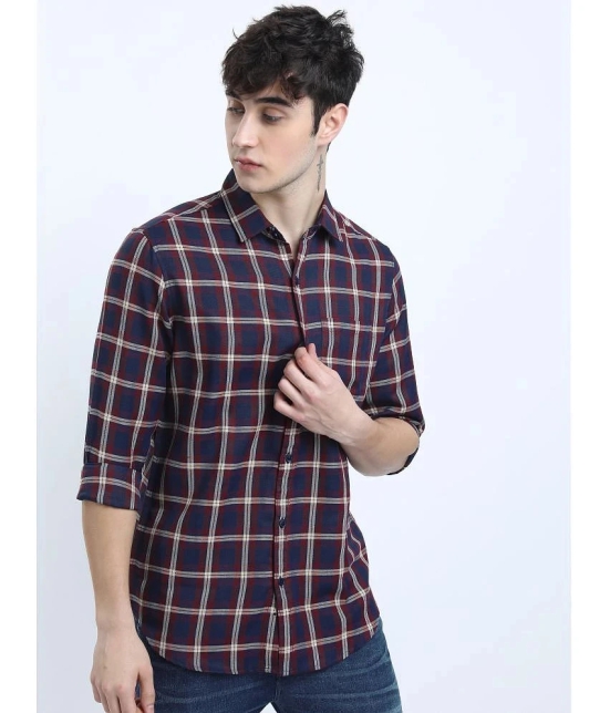 Ketch Polyester Slim Fit Checks Full Sleeves Mens Casual Shirt - Navy Blue ( Pack of 1 ) - None