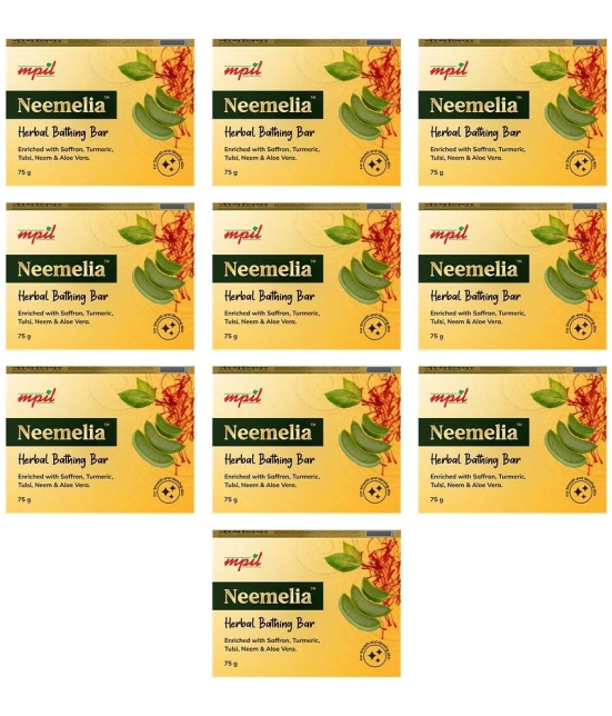 Mpil Wellness Neemelia Herbal Bathing Bar Pure Neem & Kesar Soap All Skin Types (Pack of 10)