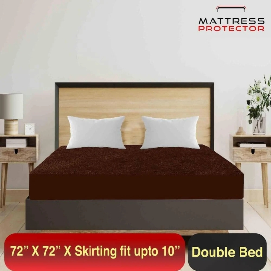 Mattress protector coffee waterproof cover for double bed (72 x 72 inch)-Brown / 72 x 72 inch