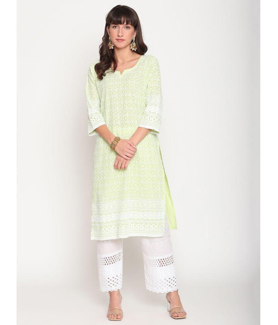 Queenley - Green Cotton Women's Straight Kurti ( Pack of 1 ) - M