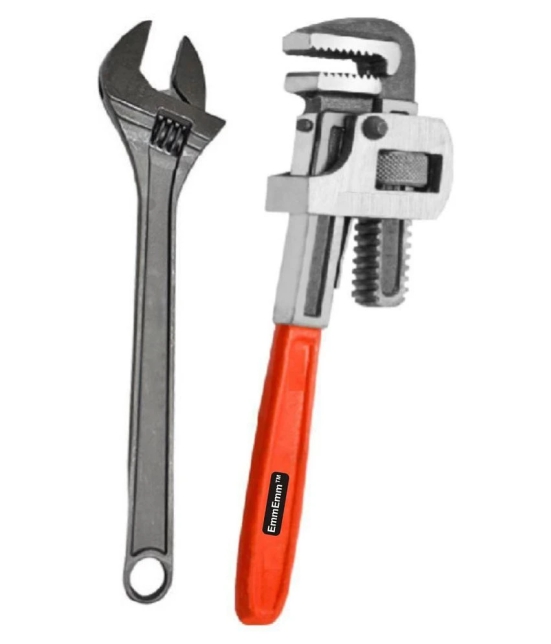 EmmEmm Premium 10 Inch Pipe Wrench/Socket Wrench & 10 Inch Adjustable Wrench