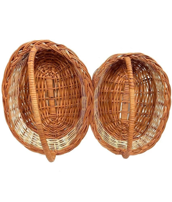 PRANSUNITA Wood Decorative Multipurpose Storage & Gifting Kashmir Basket ( Pack of 2 )