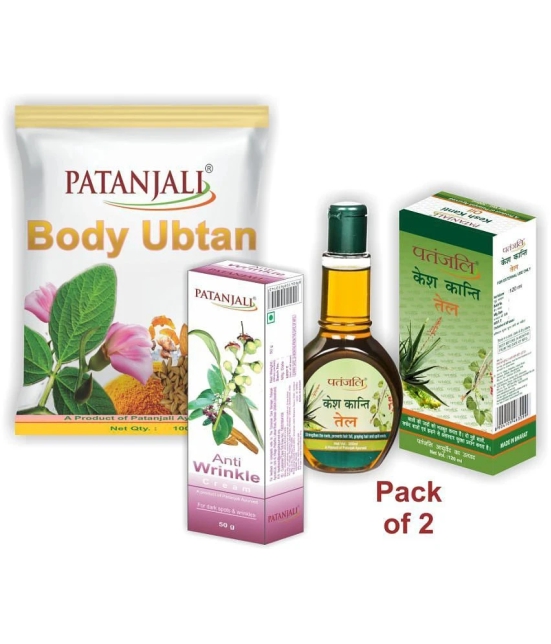 Patanjali Anti Wrinkle Cream+Body Ubtan+Kesh Kanti Hair Oil Combo