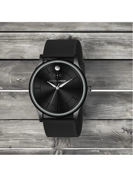 CHARLIEKEEN Black Silicon Analog Mens Watch