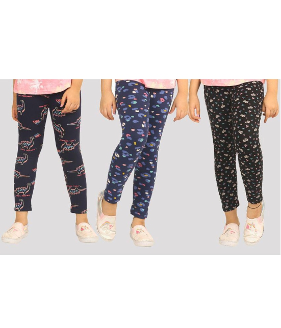 Ariel - Black Cotton Girls Leggings ( Pack of 3 ) - None