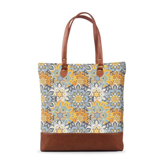 Flower Mandala Tall Tote Bag-Flower Mandala Tall Tote Bag