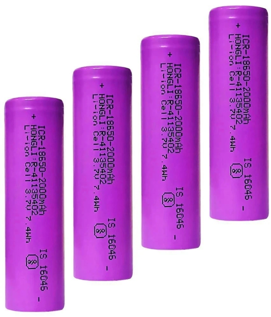 A Grade 18650 Li-ion 2000mAh Rechargeable Battery ( PACK OF 4 ). - Assorted