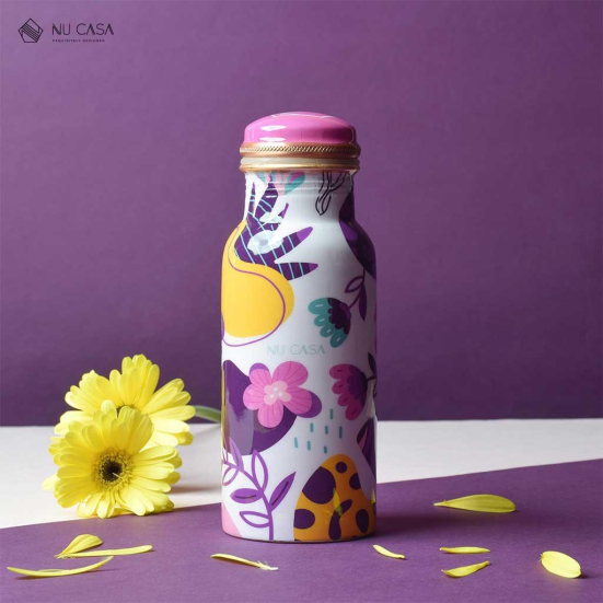 Summer Floral Print Copper Bottle - 500ML