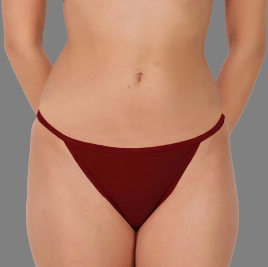 Madam Cotton Lycra Solid Womens No Panty Line ( Maroon ) - None