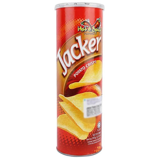 Jacker Potato Crisps  Hot  Spicy Flavour 160 G Jar