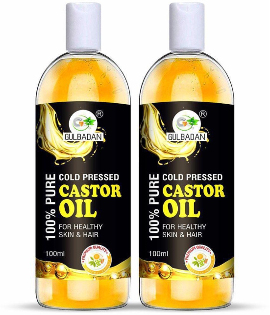 GULBADAN Cold-Pressed 100% Pure Castor Oil 100 mL Pack of 2