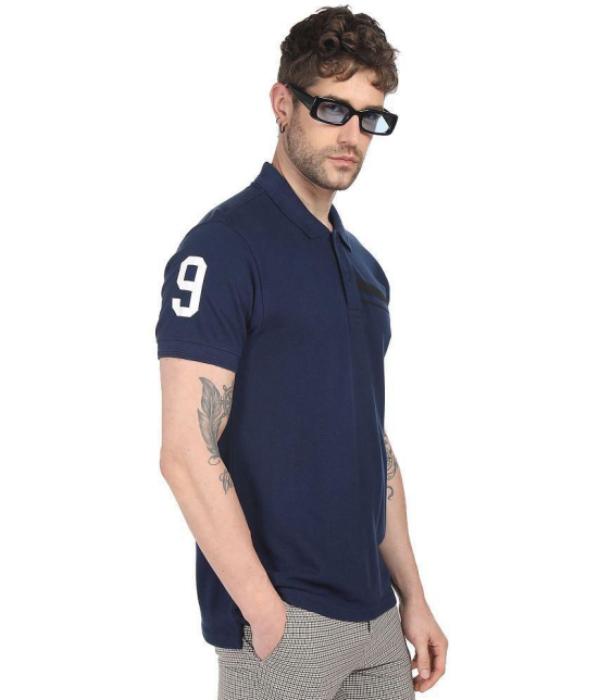 Ruggers Blue Cotton Blend Solid Polo T Shirt - None