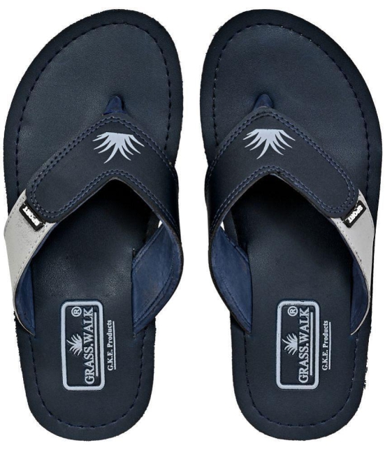 GRASS WALK - Navy Blue Men''s Thong Flip Flop - None