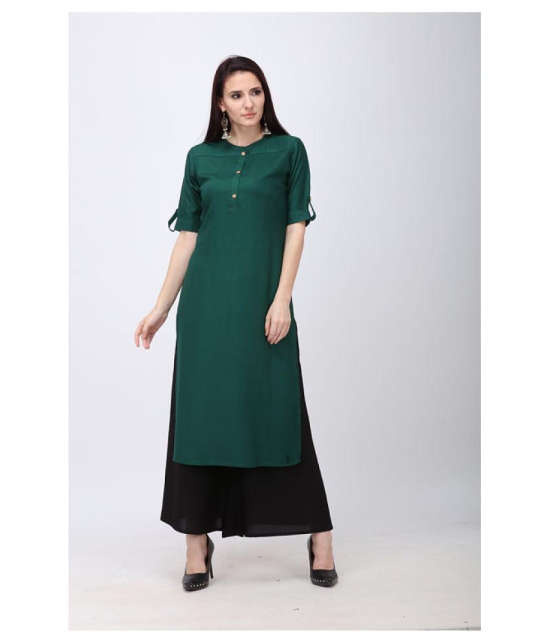 Berrylicious - Green Rayon Women's Straight Kurti ( Pack of 1 ) - S