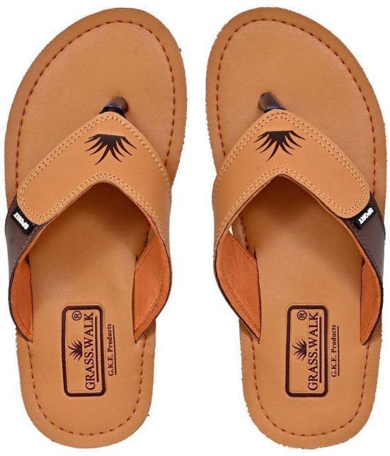 GRASS WALK - Tan Men's Thong Flip Flop - None