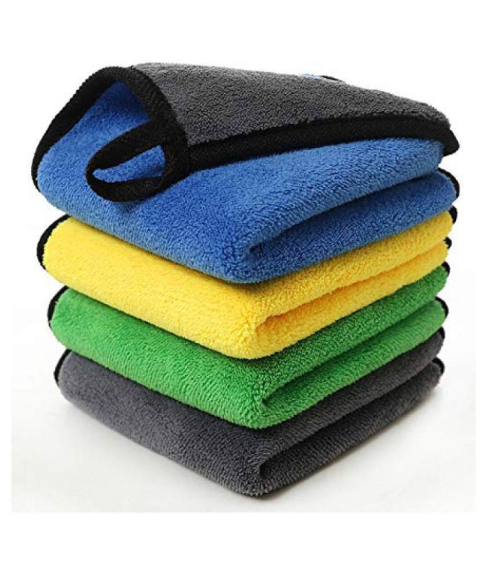 INGENS Microfiber Cloth for Car Cleaning and Detailing, Dual Sided, Extra Thick Plush Microfiber Towel Lint-Free(Pack of 4), Multicolor 650 GSM, 40cm x 40cmÂ â?¦