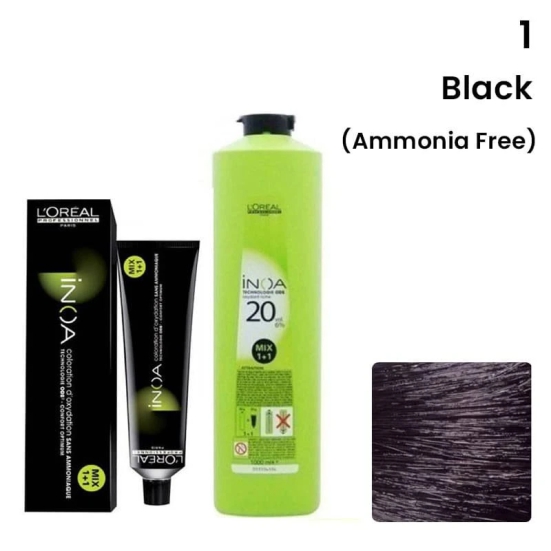 Inoa Hair Color 1-0 Black + developer Combo